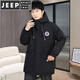 JEEP SPIRIT autumn and winter velvet windbreaker jacket men's high school cotton coat mid-length thickened jacket parka black 2801 3XL 150-170Jin Jin is equal to about 0.5 kg