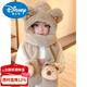 Disney children's hat, scarf and gloves three-piece set for winter for boys and girls, thickened warm plush hat, baby windproof all-in-one hat, khaki cartoon bear ears three-piece set, 2-6 years old/head circumference 48-53cm, one size fits all