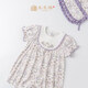 Wooden cotton baby girl short-sleeved jumpsuit summer thin baby cute floral princess style romper breathable national style off-white/diefeihualing 59cm