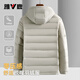 Yalu 2025 new ribs light down jacket men's removable hood short daily cold-proof commuting comfortable large size jacket light gray M recommended 100-120Jin Jin equals 0.5 kg