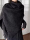 Dark gray high collar knitted scarf women's French winter layered slit pullover shawl cloak thick dark gray