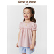 PawinPaw cartoon bear children's clothing 25 spring and summer new baby girl cute puff sleeve A-line shirt Ivory ivory/39 120