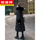 Hengyuanxiang black big fur collar down jacket for women winter 2026 new style fashionable style thickened warm long little jacket black S