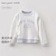 MARC&JANIE American casual girls' fake two-piece pleated T-shirt children's long-sleeved top spring new style 560187 white 110 cm (recommended height 101-110cm)