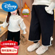 Disney girls' velvet pants autumn and winter 2026 new children's style winter all-in-one thin velvet sweatpants baby black 130 cm