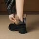 Daphne French High Heel Short Boots Women's Winter Velvet Thickened Snow Boots 2025 New Black Martin Slim Boots Black 35