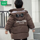 Mumuwu (mumuwu) fashionable winter cotton coat for middle-aged and older children, pull cloth gloves, boys' down cotton coat, velvet and thickened children's style jacket, black 130 cm