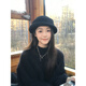 Ao Yanlai Beiguo Letter Republic of China Style Pure Wool Fisherman Hat Women's Autumn and Winter Hepburn Style Small Basin Hat Republic of China Black Adjustable (56-58cm)