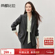 Shandubila 2025 Spring and Autumn Blazer Feminine Commuting One-Button Metal Label Fake Pocket Suit Dark Gray S