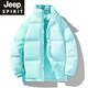 JEEP SPIRIT Down Cotton Jacket Women's 2026 New Winter Small Couple Bread Jacket Thickened Cotton Jacket New Product Men and Women Same Style Jelly Blue Warm and Thickened S