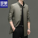 ROMON mid-length windbreaker men's spring and autumn new middle-aged dad business casual stand-up collar jacket men's top black M