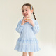 DEESHA official children's clothing for girls spring and autumn new style girls baby and toddler princess style shirt cotton long-sleeved dress powder blue 130