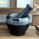 MPPMCK black gold stone mortar garlic pounder medicine jar stone household medicine mortar stone garlic mortar small grinder stone Gu mortar diameter 13CM
