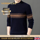 NOSSKISS luxury high-end brand men's cardigan men's autumn and winter round neck contrast striped knitted middle-aged and elderly dad sweater upper cyan XL 180