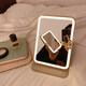 MOLA.Boat. LED make-up mirror with light, home desktop, make-up light, small mirror, portable | Weizhou beige small make-up mirror
