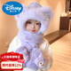 Disney children's hat, scarf and gloves three-piece set for winter for boys and girls, thickened warm plush hat, baby windproof all-in-one hat, khaki cartoon bear ears three-piece set, 2-6 years old/head circumference 48-53cm, one size fits all