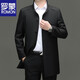 ROMON mid-length windbreaker men's spring and autumn new middle-aged dad business casual stand-up collar jacket men's top black M