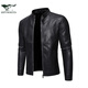 Septwolves Recommended by Yangma Spring and Autumn Thin Stand Collar Simple Large Size Casual Slim Leather Jacket Men's Fashion Velvet Motorcycle PU Black Thin M _Recommended 100-110 Jin Jin equals 0.5 kg