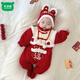 Mumuwu (mumuwu) baby New Year's greetings winter festive velvet thickened jumpsuit for men and women baby Year of the Dragon warm crawler clothing outing clothing shorts 73cm