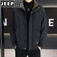 JEEP SPIRIT two-cotton jacket men's autumn and winter 2025 new workwear stand-up collar jacket men's quilted thickened warm clothes brown M