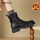 DAPHNE Daphne thick-soled short boots for women plus velvet warm cotton boots 2025 winter new British style versatile retro slim boots winter shoes black plus velvet heel height 4.5cm 38 (240mm) standard size