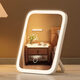 Bathroom makeup mirror LED with light dressing table fill-in beauty dormitory desktop desktop folding mirror three-color light square mirror white (can be rotated 360 degrees)