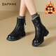 DAPHNE Daphne thick-soled short boots for women plus velvet warm cotton boots 2025 winter new British style versatile retro slim boots winter shoes black plus velvet heel height 4.5cm 38 (240mm) standard size
