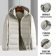 Yalu 2025 new ribs light down jacket men's removable hood short daily cold-proof commuting comfortable large size jacket light gray M recommended 100-120Jin Jin equals 0.5 kg