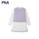 FILA children's clothing dress 2026 spring new style girls and children's fake two-piece woolen pleated skirt cloud white-WT 105
