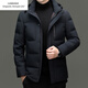 Emporio Armani EA7 Armani 2026 winter new style middle-aged men's down jacket business casual hooded white duck down jacket for men daddy navy blue M 170