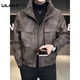 LILANZ official leather down jacket men's winter stand-up collar trendy brand 2025 new casual big pocket American retro thickened winter coat brown-flagship model M 100-130Jin Jin is equal to about 0.5 kg