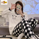 Molianya Pajamas Winter Winter Women's Coral Velvet Plush engrosado Manga larga Conjunto de ropa para el hogar de franela suelta 12401# XL 115-140Jin [Jin iguala 0.5 kg]
