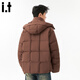 ШОКОЛАДНЫЙ it Красный Коричневый Ретро Повседневный универсальный пуховик с капюшоном Мужская зимняя холодная теплая свободная рабочая одежда Серый синий S Рекомендуется 90-105 Jin Jin равен 0,5 кг