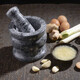 Tuojin manual stone mortar, stone garlic pounding jar, garlic pounding artifact, manual grinder, old-fashioned pepper pounding machine, new medium bowl, extra small bluestone polished stone mortar (for one person)