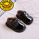 G.duck little yellow duck handsome one year old small leather shoes baby 1-2-3 years old versatile good-looking shoes baby toddler shoes spring and autumn soft black single Velcro 15 / inner length about 11.5cm