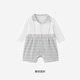 YEEHOO Haute Couture Series Newborn Clothes for Boys, Polo Collar Striped Romper, Spring and Summer Outing Clothes, Plain String Weave 66cm