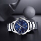 Men's Fashion Business Watch Three-hand Digital Scale Dial Trendy Steel Strap Youth Watch Quartz Watch Blue Watch + Adjuster