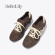 Bella Lily 2026 spring new European and American style high heels women's sheepskin moral training shoes retro niche casual shoes coffee color 35