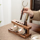 Pupan Walnut Tea Ceremony Six Gentlemen Storage Shelf Solid Wood Pen Holder Pen Holder Tea Ceremony Accessories Set Complete Collection of Tea Making Tools Walnut Wood-Multifunctional Tea Ceremony Rack