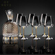ZFEN imported quality rotating glass decanter from Japan, home crystal red wine decanter, red wine glass, wine glass, leather case, oblique mouth gold vortex decanter + gold diamond red wine glass 420ml