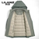 利郎（LILANZ）鹅绒羽绒服男士连帽中长款商务休闲冬季新款加厚爸爸冬装外套 灰绿 M 170