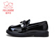 Fuluo Mi Girls Leather Shoes Spring Sweet and Fashionable Campus Loafers Little Girls One-Piece Soft Sole Shoes Shadow Black 32