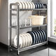 Yong Huan Stainless Steel Dishes Small Storage Rack Kitchen Multifunctional Storage Rack Dish Rack Drainage Bowl Cupboard Double Layer Small Milk White Narrow Slit Storage Saves Space Stainless Steel Single Rack
