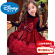 Disney Girls Princess Dress Winter Dress 2025 New Children's Mesh Tank Top Dress Little Girls Velvet Burgundy Suit Sweater + Tank Top 150 cm