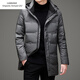 Emporio Armani EA7 Armani 2026 winter new men's down jacket mid-length fashionable detachable hooded white duck down casual outer gray M 170
