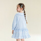 DEESHA official children's clothing for girls spring and autumn new style girls baby and toddler princess style shirt cotton long-sleeved dress powder blue 130