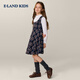 E LAND KIDS children's clothing girls dress 26 spring new college style British plaid fake two-piece skirt Navy navy/59 110