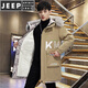 JEEP SPIRIT бархатная куртка средней длины, мужская новая зимняя модная куртка-пуховик с меховым воротником и капюшоном, красивая утолщенная ветровка, парка E91 цвета хаки (обновленный плюс бархатный стиль) M