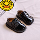 G.duck little yellow duck handsome one year old small leather shoes baby 1-2-3 years old versatile good-looking shoes baby toddler shoes spring and autumn soft black single Velcro 15 / inner length about 11.5cm