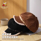 Scarecrow Hat Women's Plush Hat Winter Warm Beret Octagonal Hat Newsboy Hat Windproof Retro Raw Edge Simple Khaki One Size
